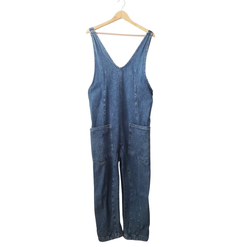 Free People High Roller Denim Jumpsuit Size Extra Small